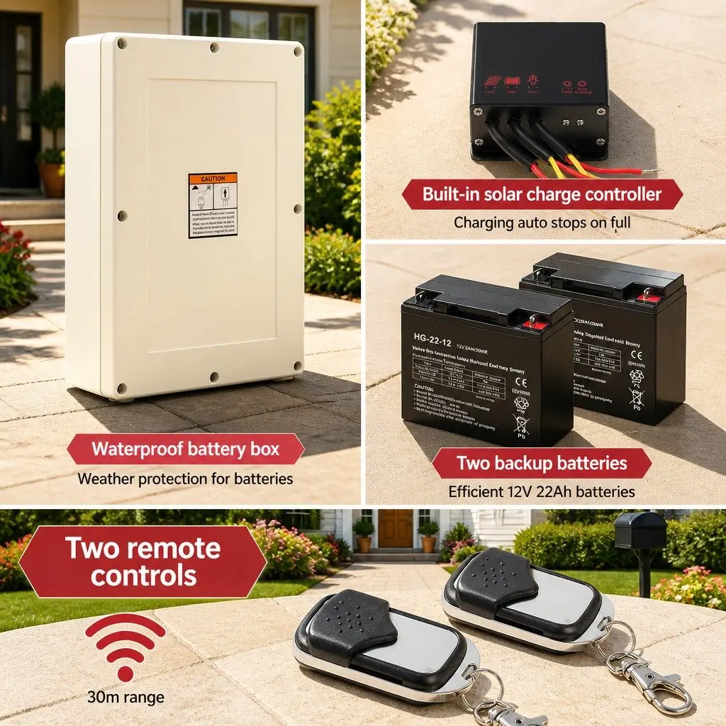 Solar Gate Opener Single Swing for Gates up to 500kg with 40W Solar Panel and Remote Control
