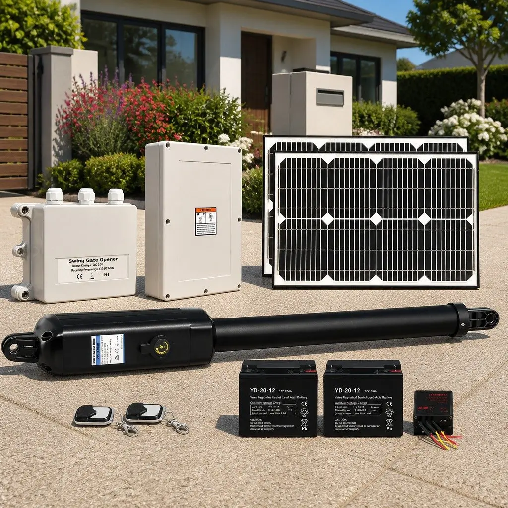 Solar Gate Opener Single Swing for Gates up to 500kg with 40W Solar Panel and Remote Control
