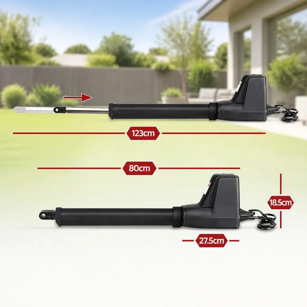 Solar Powered Dual Swing Gate Opener 800kg 20W Panel Remote Control Black