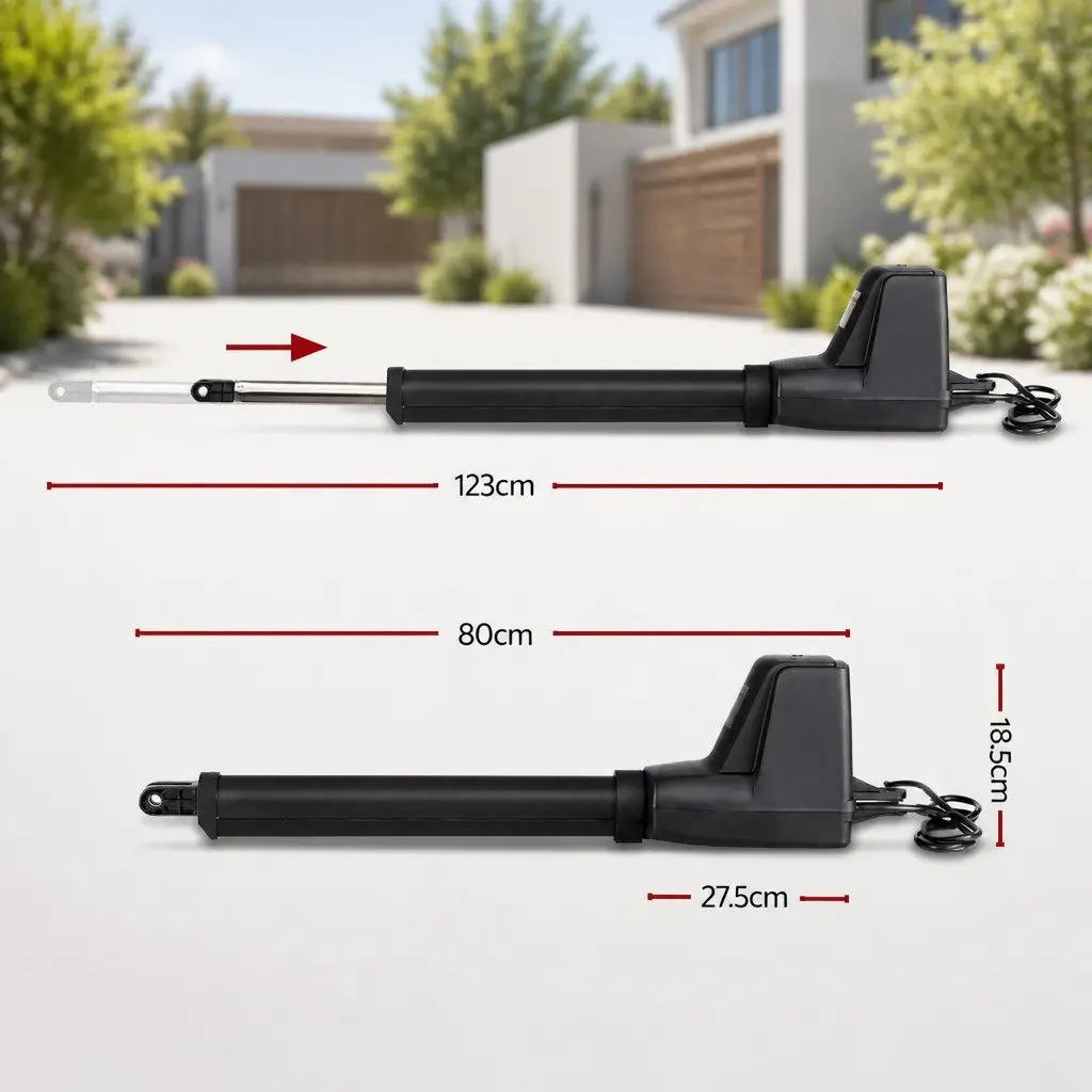 Solar Powered Dual Swing Gate Opener 800kg 40W Panel Remote Control Black