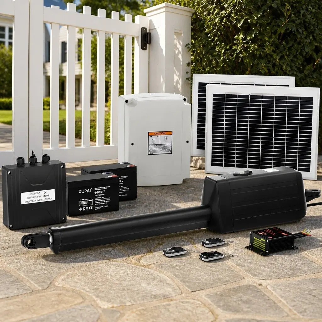 Solar Powered Automatic Gate Opener for Home and Garden 20W for Gates up to 300kg and 5m with Remote Control