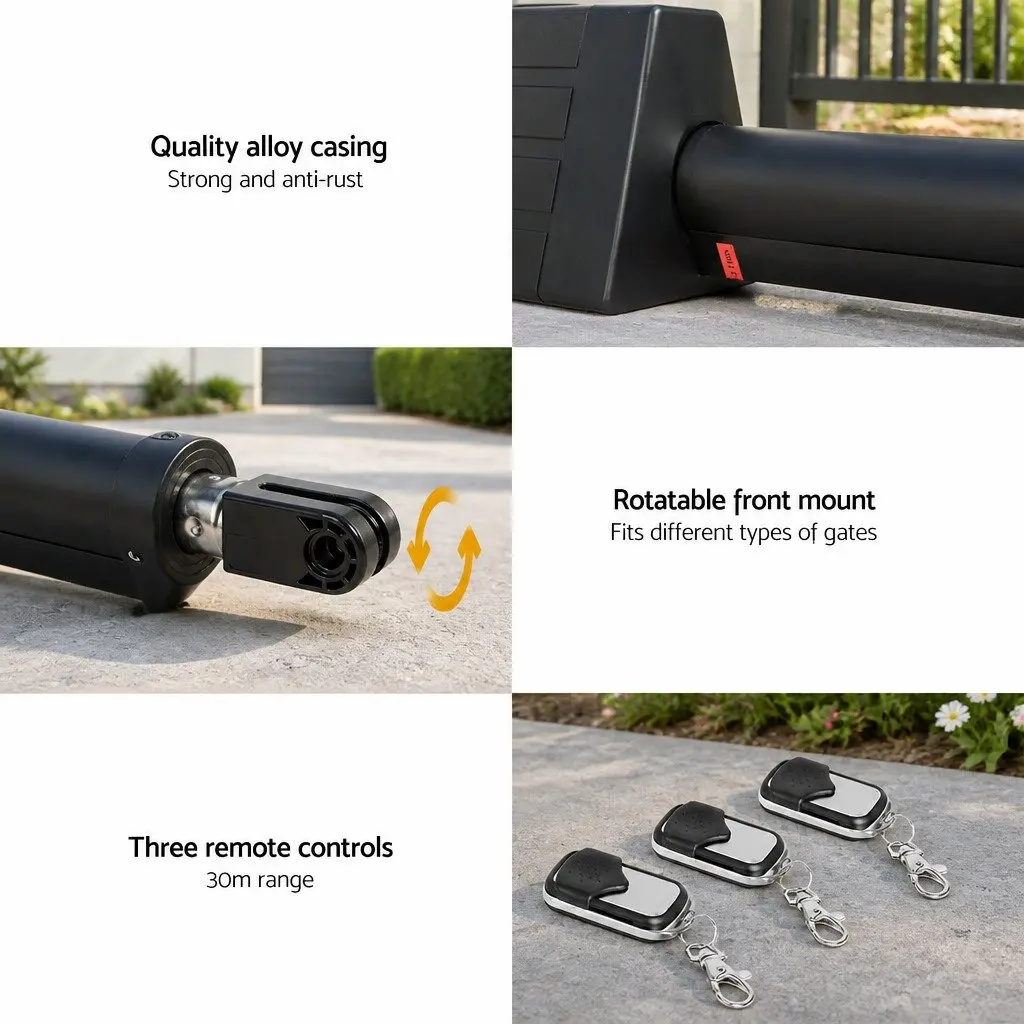 Solar Powered Automatic Gate Opener System for Home Garden Single Swing Control 10W