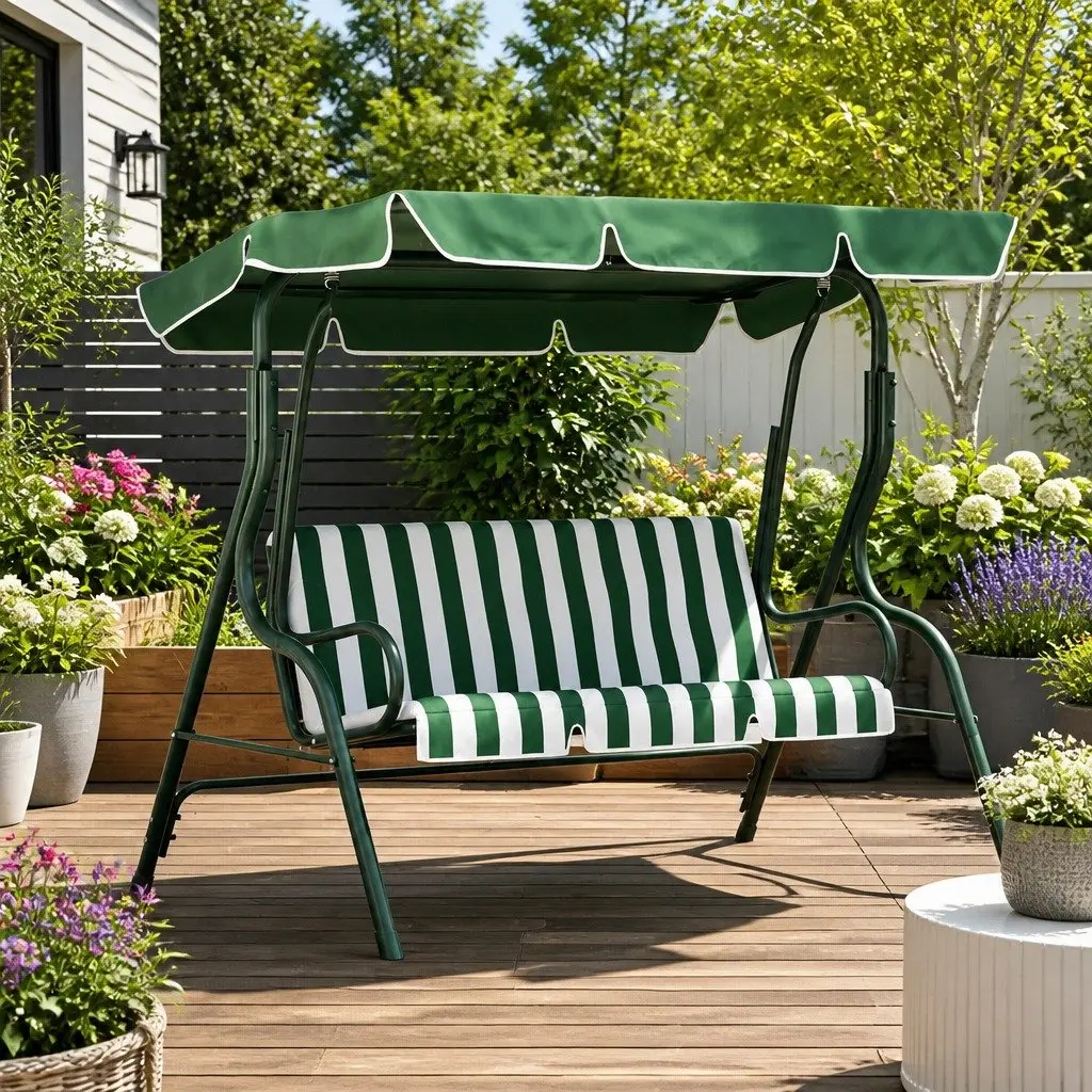 Outdoor Swing Chair for Garden Patio 3 Seater with Canopy