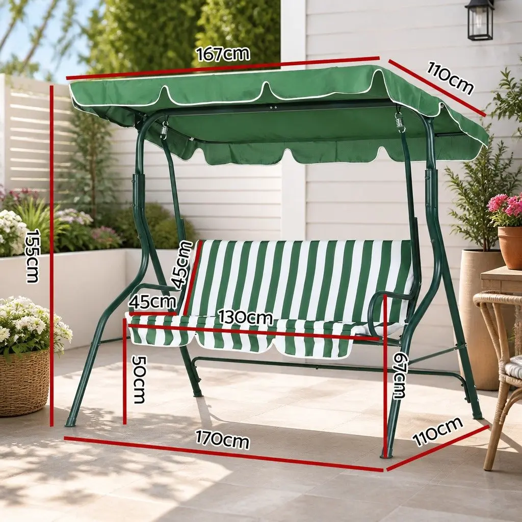 Outdoor Swing Chair for Garden Patio 3 Seater with Canopy