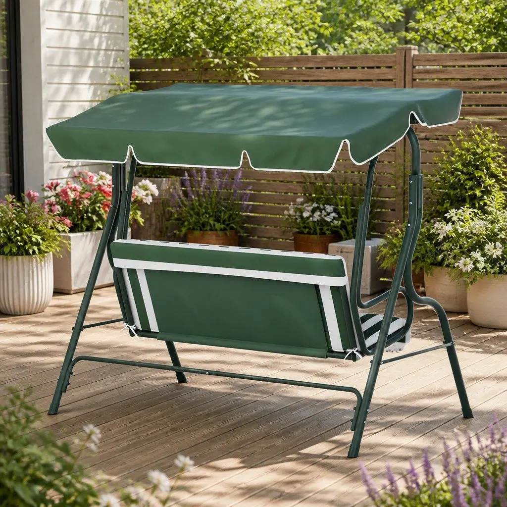 Outdoor Swing Chair for Garden Patio 3 Seater with Canopy