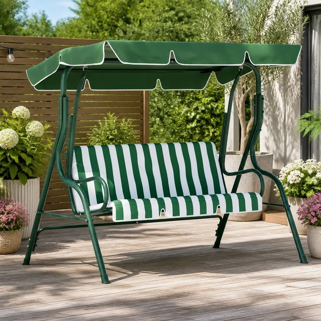 Outdoor Swing Chair for Garden Patio 3 Seater with Canopy