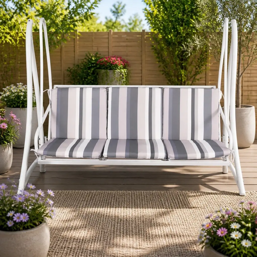 Outdoor Swing Chair 3 Seater Garden Bench Canopy Patio Lounger 190cm x 120cm x 175cm