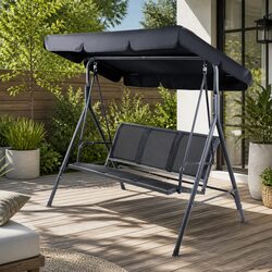 Specifications for Black Three-Seater Swing Chair with Canopy