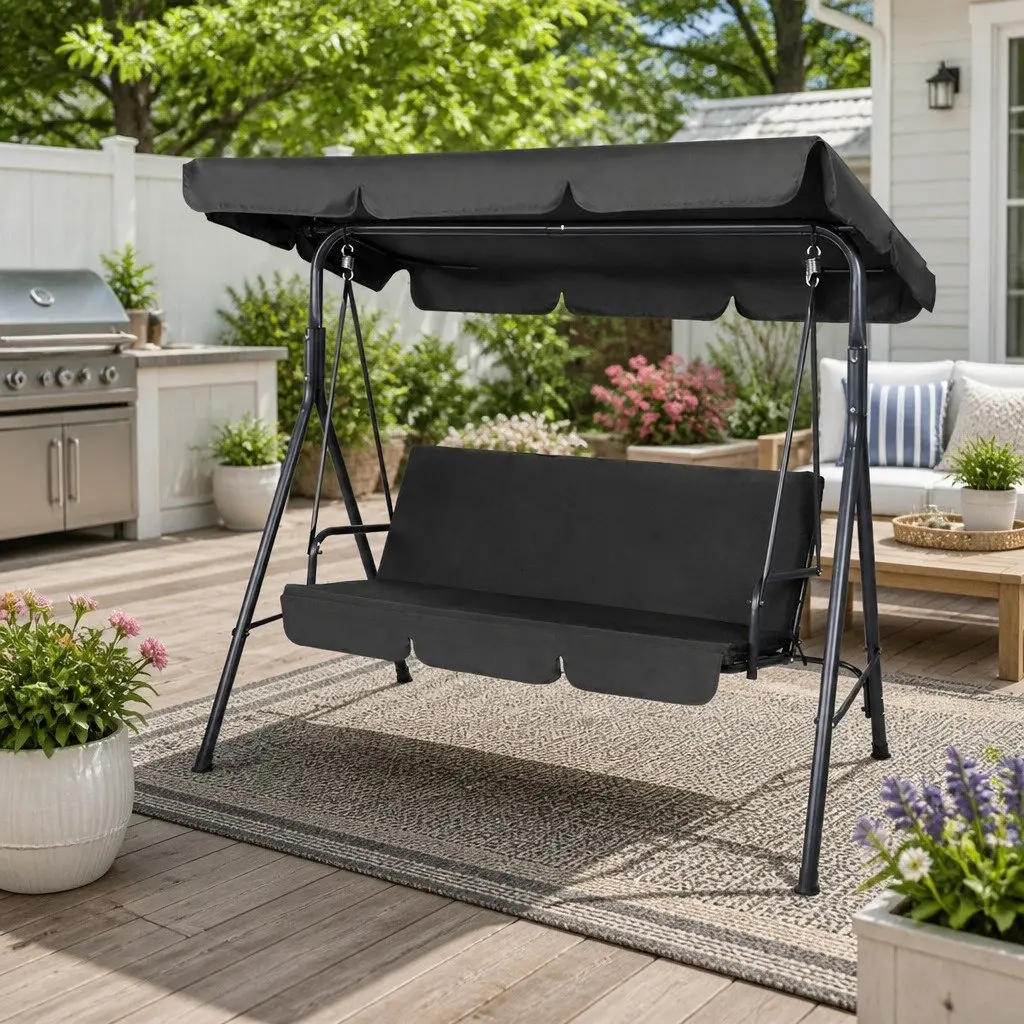 Outdoor Swing Chair 3 Seater with Canopy