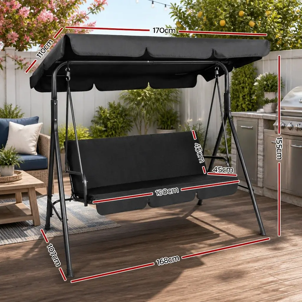 Outdoor Swing Chair 3 Seater with Canopy