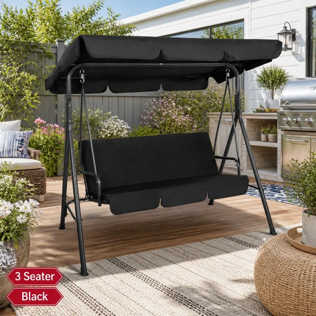 Outdoor Swing Chair 3 Seater with Canopy