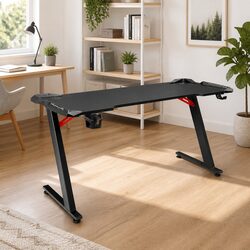 Gaming Desk Computer Workstation 140CM RGB LED Light Z-Shaped Legs Cable