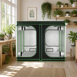 Hydroponic Grow Tent Dimensions 240x240x200cm Black Steel Frame