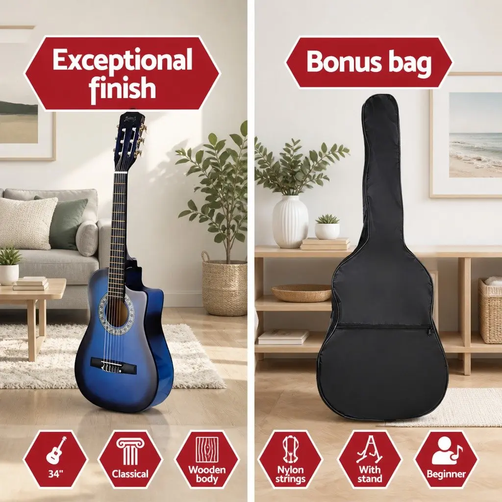 34-Inch Blue Classical Guitar