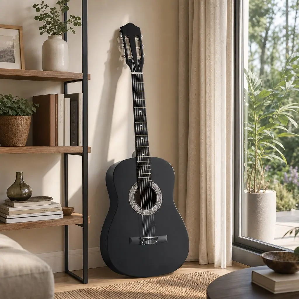 38 Inch Classical Acoustic Guitar in Black