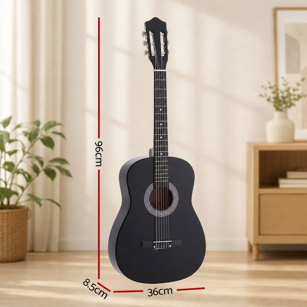 Acoustic Guitar Full Size Classical Cutaway 38 Inch Black Gloss