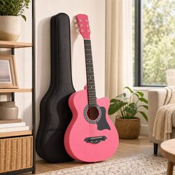 38 Inch Pink Acoustic Guitar with Steel Strings Specifications