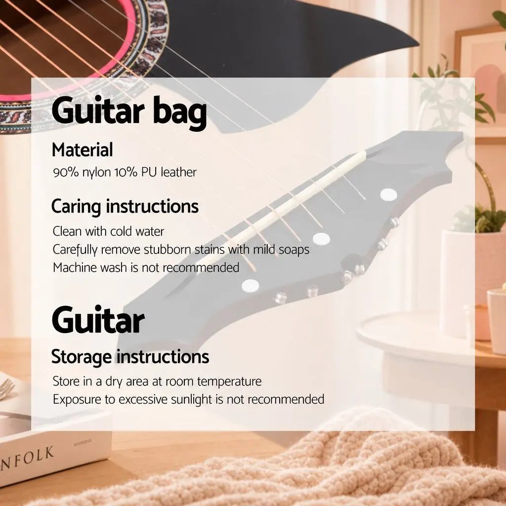 38 Inch Acoustic Guitar Right Handed Cutaway Folk Classical Pink
