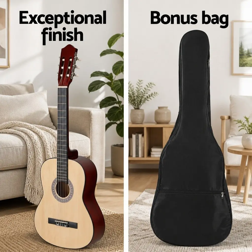 39 Inch Classical Guitar Wooden Body Nylon String for Beginners
