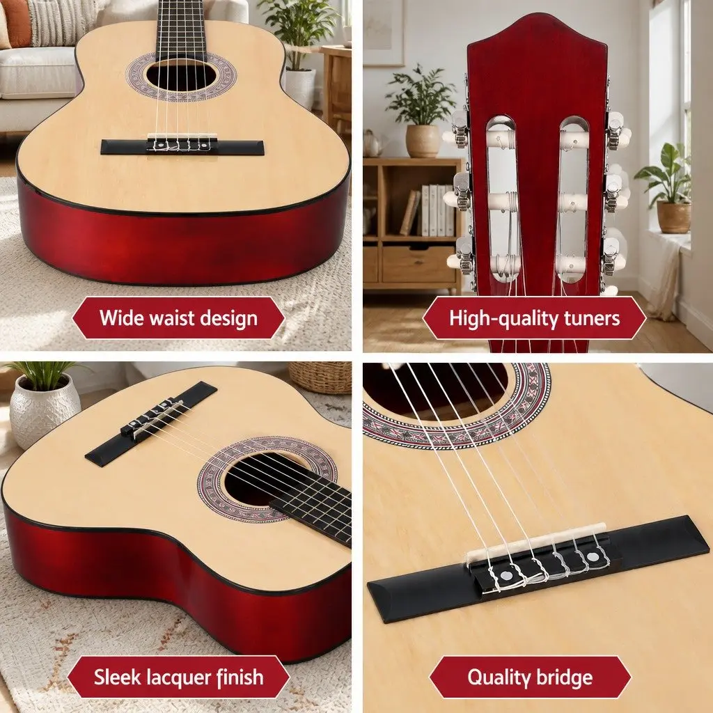 39 Inch Classical Guitar Wooden Body Nylon String for Beginners