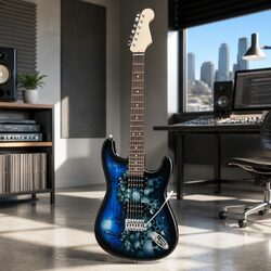41 Inch Electric Guitar Specs: Blue Skull Humbucker Model