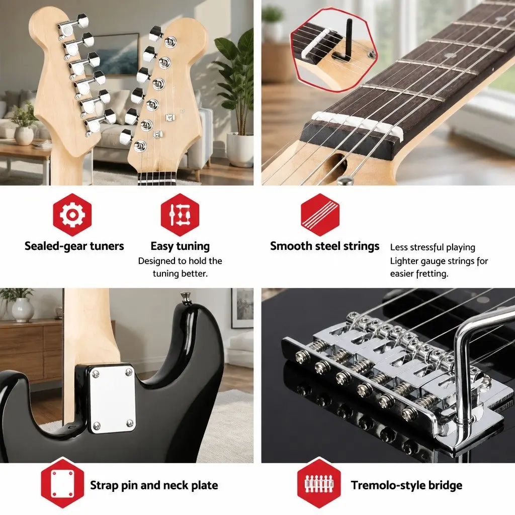 41 Inch Strat-Style Electric Guitar Humbucker Pickups 3-Way Switch Full Size