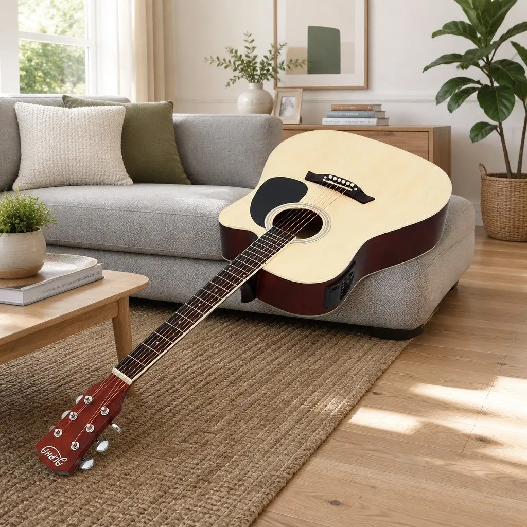 41 Inch Acoustic Guitar Cutaway Electric Output 5-Band EQ Professional Use Music Room