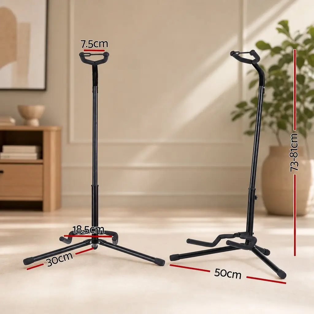 Guitar Stand Folding Acoustic Electric Bass A-Frame Adjustable Iron Holder Black