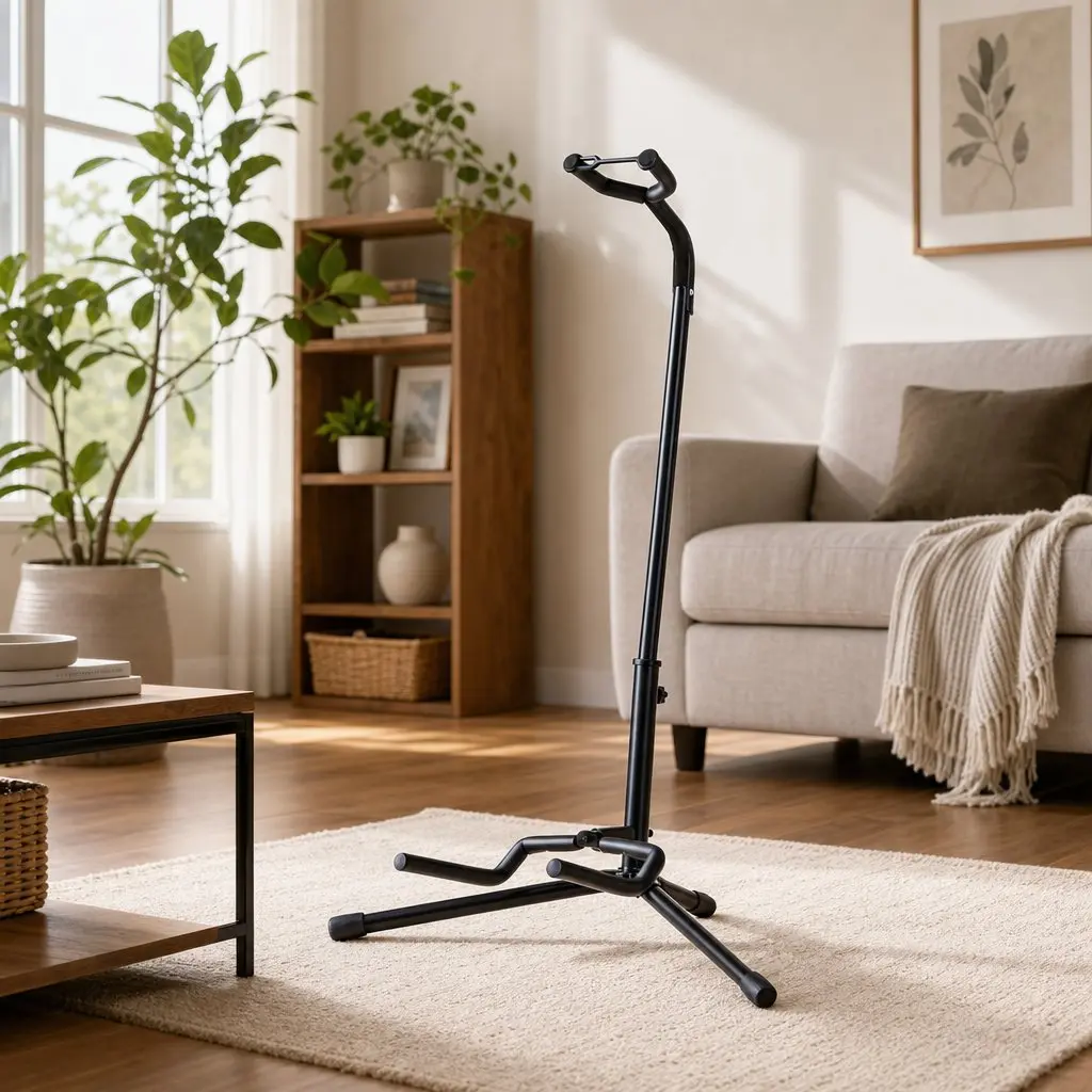 Guitar Stand Folding Acoustic Electric Bass A-Frame Adjustable Iron Holder Black