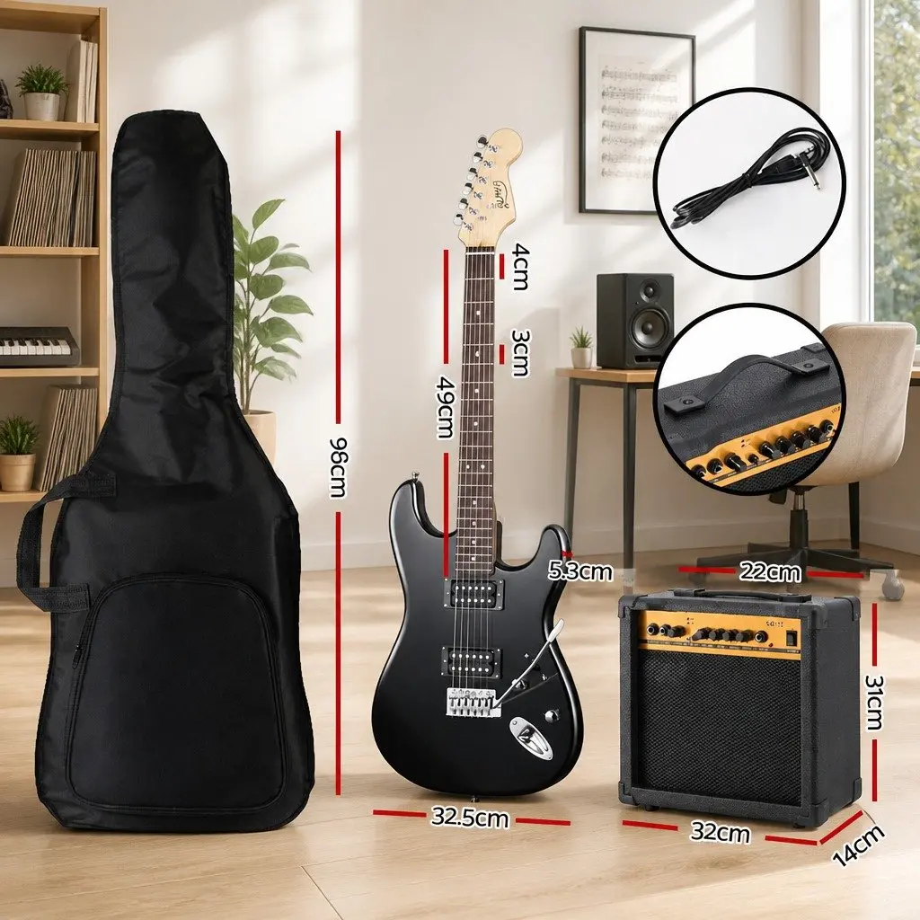 Electric Guitar Combo 20W Amplifier Beginner Music Set Stratocaster Style