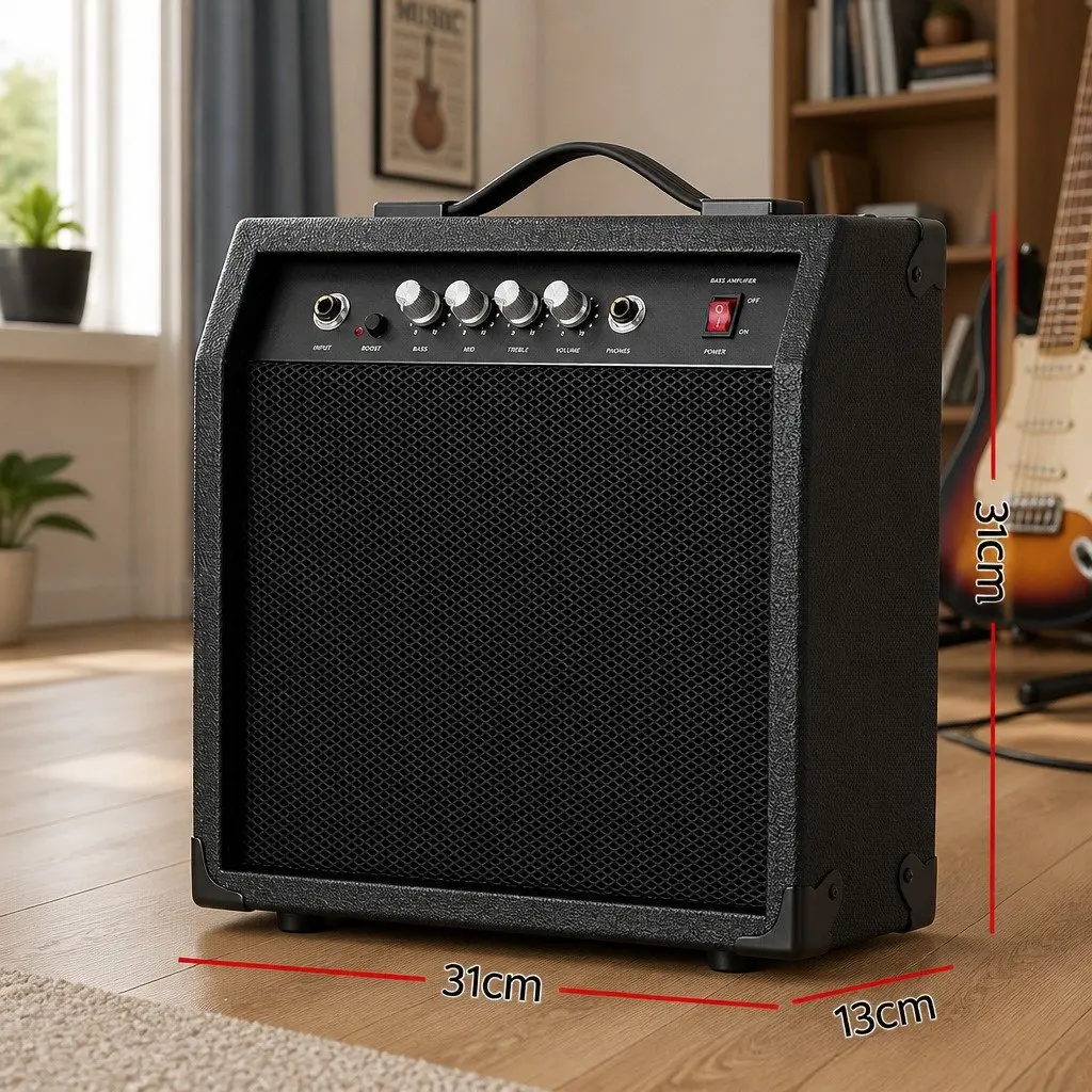 40W Bass Guitar Amplifier Portable Practice Amp Black Compact