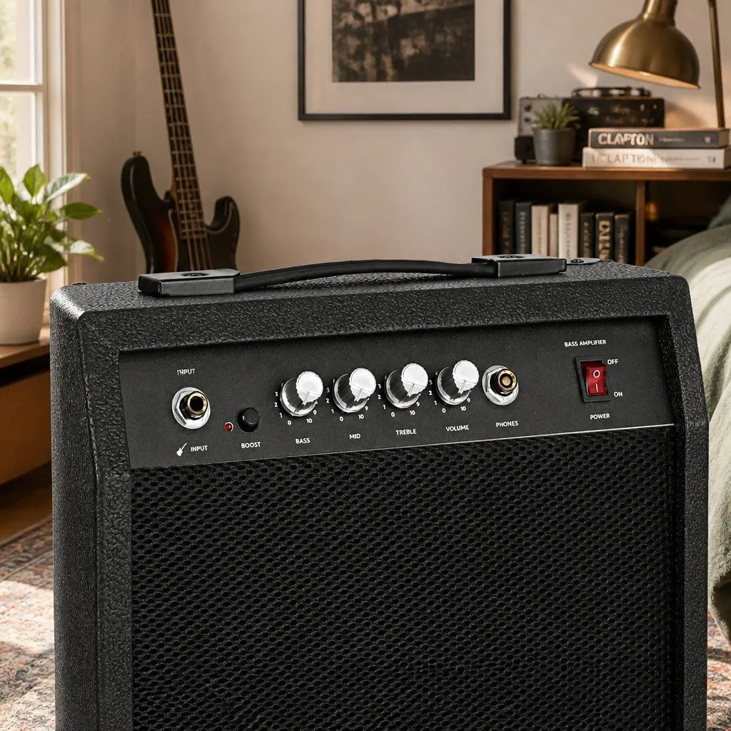 40W Bass Guitar Amplifier Portable Practice Amp Black Compact