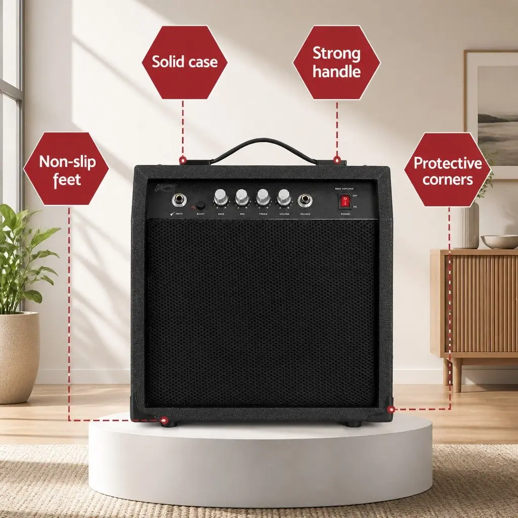 40W Bass Guitar Amplifier Portable Practice Amp Black Compact