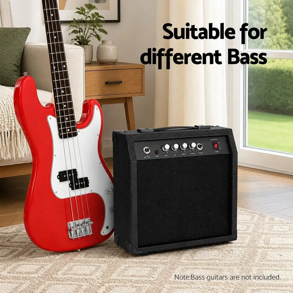 40W Bass Guitar Amplifier Portable Practice Amp Black Compact
