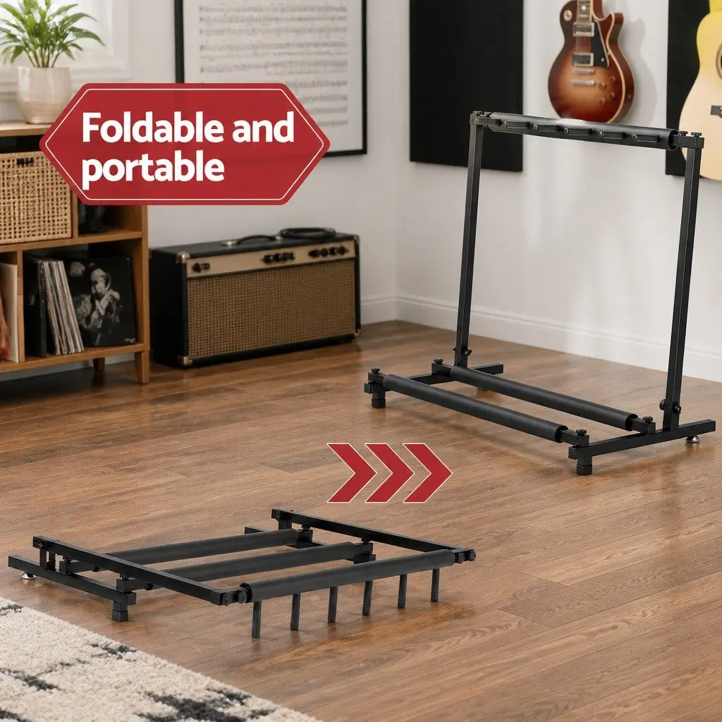 5-Guitar Folding Stand with Protective Foam Padding