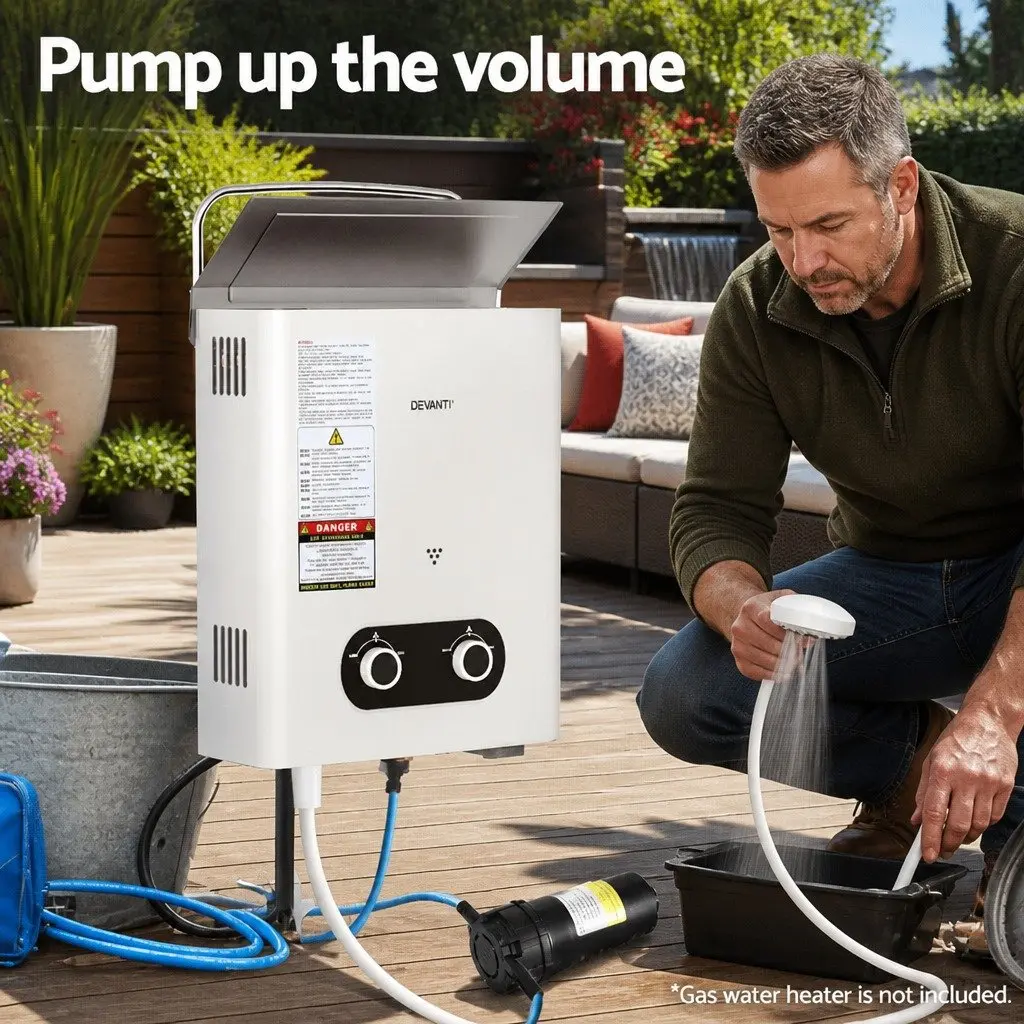 Water Pump 12V Pressure Shower 4L/Min Flow Rate Diaphragm Camping Caravan