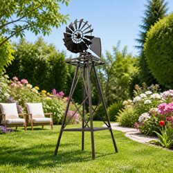 Garden Windmill 120cm with Metal Construction and Stable Base