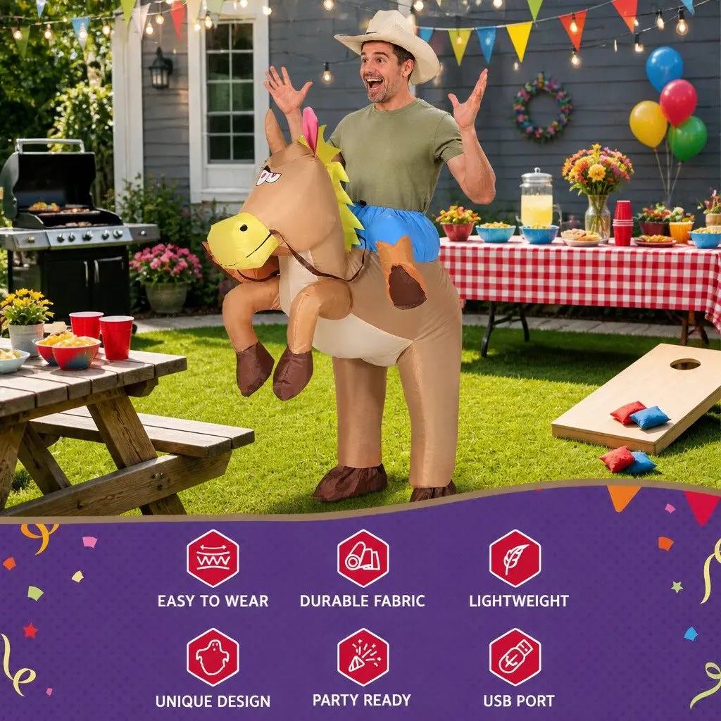 Inflatable Cowboy Costume Adult Unisex Party 1.48m