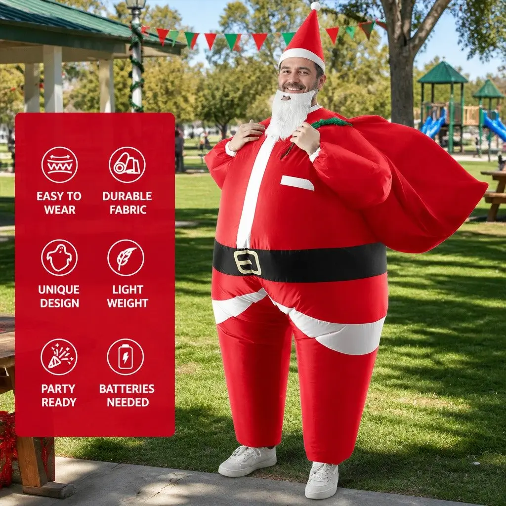 Inflatable Santa Claus Christmas Costume Adult Party Fancy Dress Blow Up Unisex