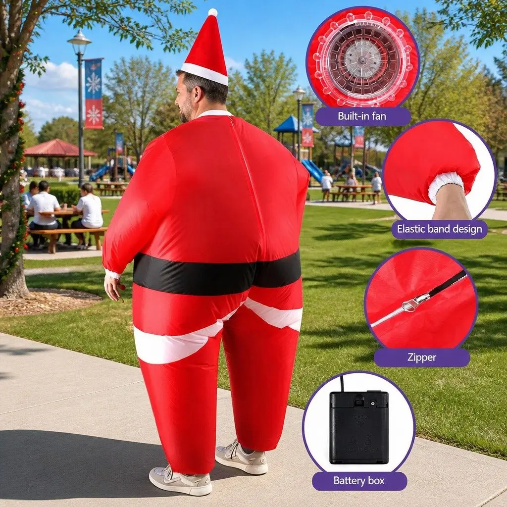 Inflatable Santa Claus Christmas Costume Adult Party Fancy Dress Blow Up Unisex