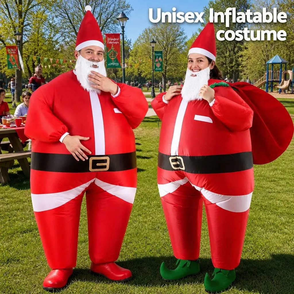 Inflatable Santa Claus Christmas Costume Adult Party Fancy Dress Blow Up Unisex