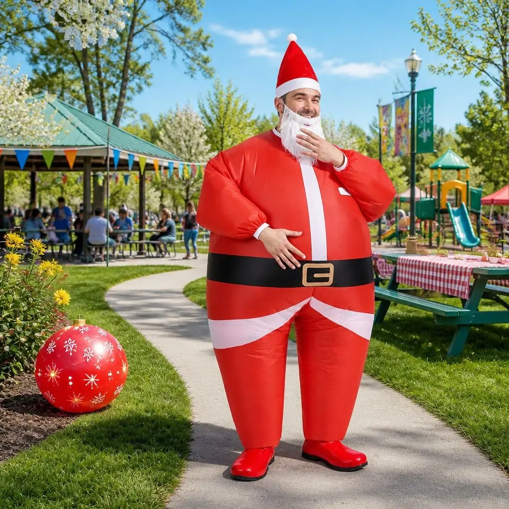 Inflatable Santa Claus Christmas Costume Adult Party Fancy Dress Blow Up Unisex