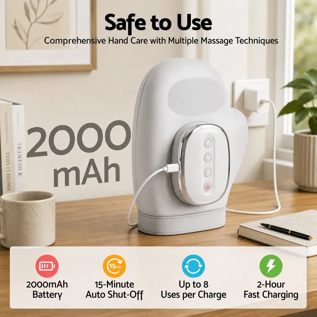 Hand Massager with Heat Compression Air Massage 5 Intensity Levels 3 Modes