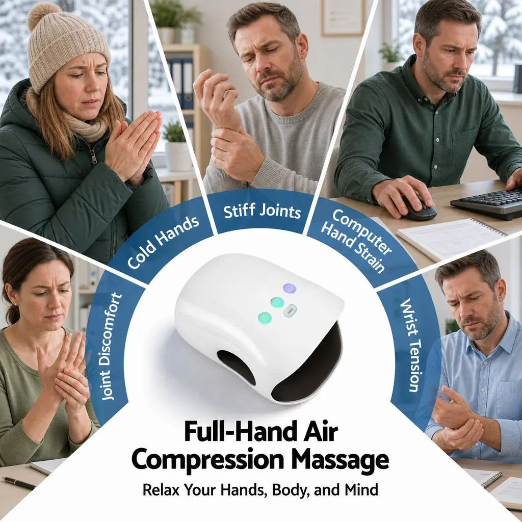 Hand Massager with Heat Compression Cordless 3 Modes 3 Temperatures Air