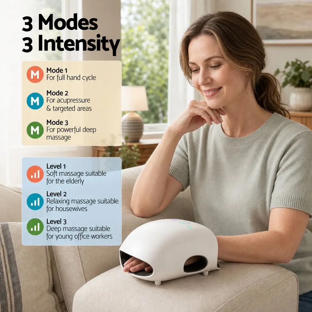 Hand Massager with Heat Compression Cordless 3 Modes 3 Temperatures Air