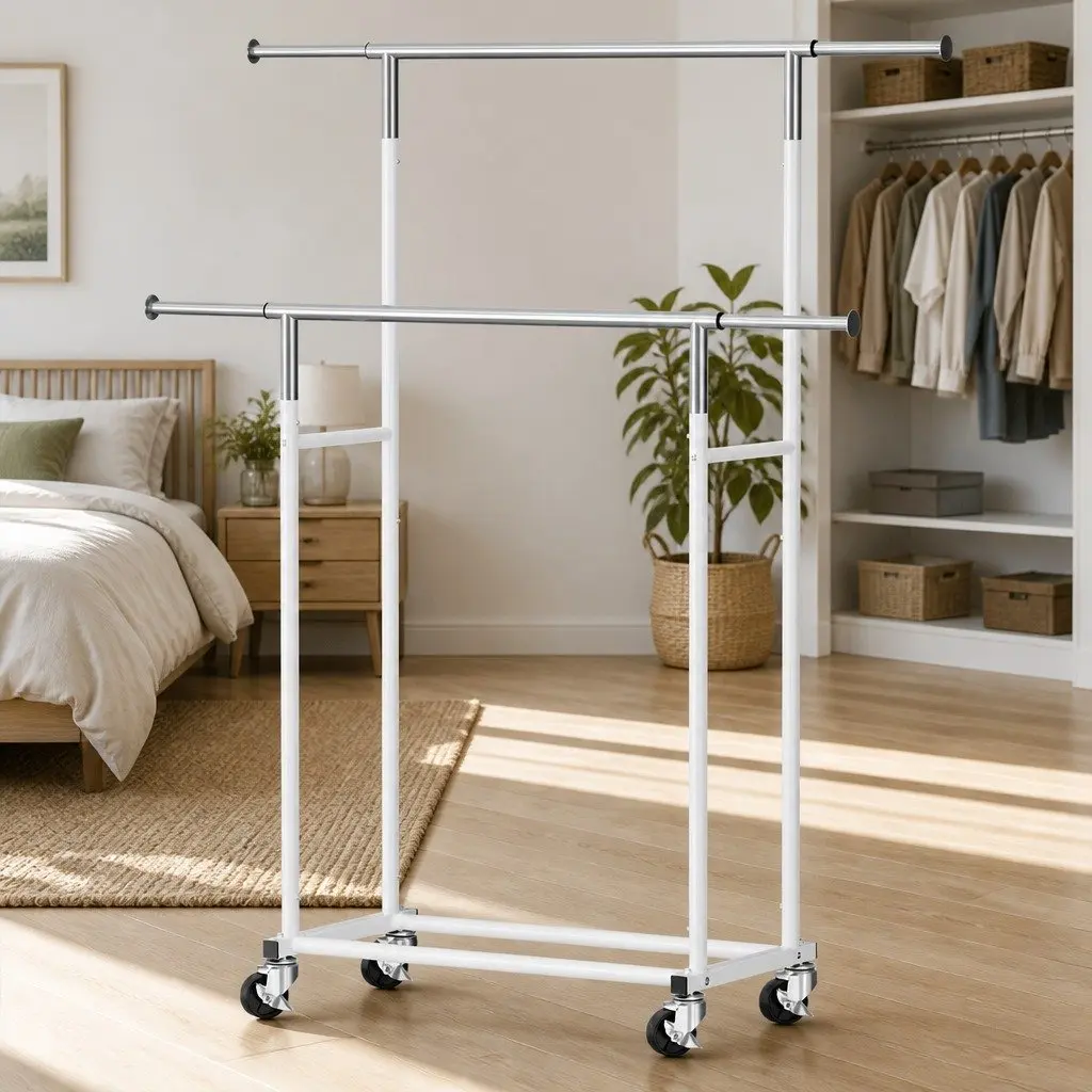 Adjustable Double Rod Clothes Rack