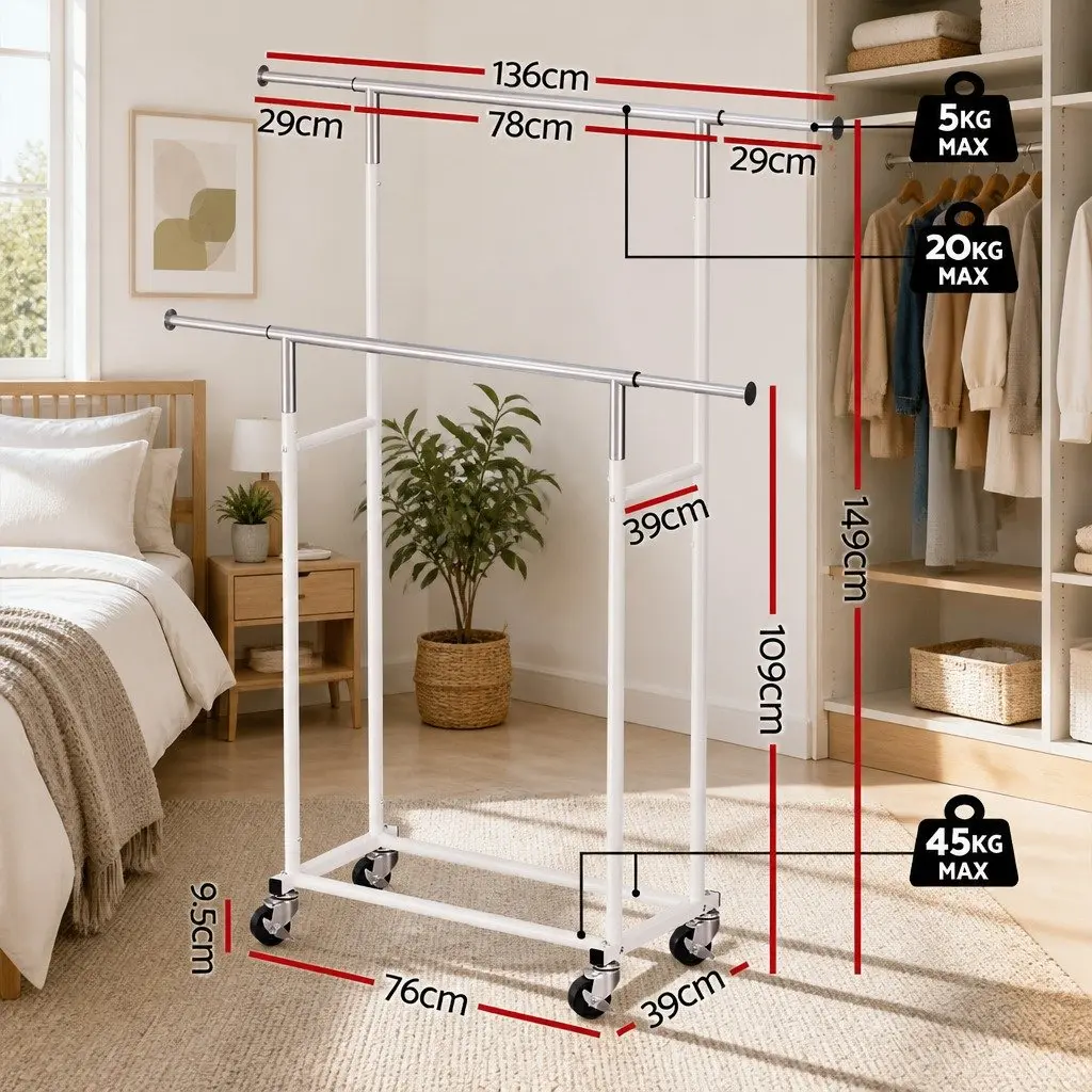 Adjustable Double Rod Clothes Rack