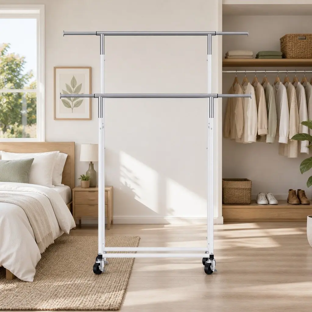 Adjustable Double Rod Clothes Rack