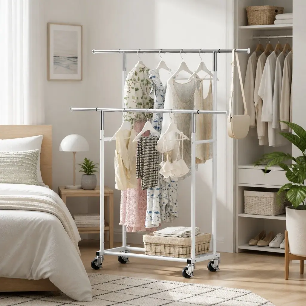 Adjustable Double Rod Clothes Rack