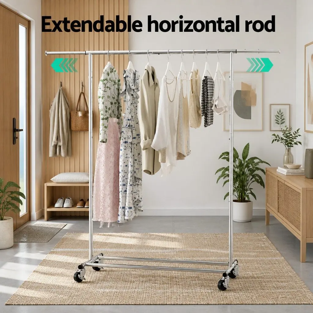 Adjustable Metal Clothes Rack with Extendable Rod